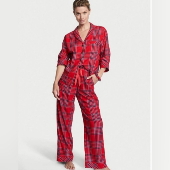 Victoria's Secret Pajama Set Red Plaid Top & Bottom Pants Long Sleeve - Picture 11 of 14